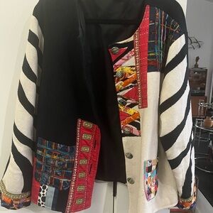 Parsley & Sage Boho Multicolor Patchwork Blazer artsy embroidered XLSee details